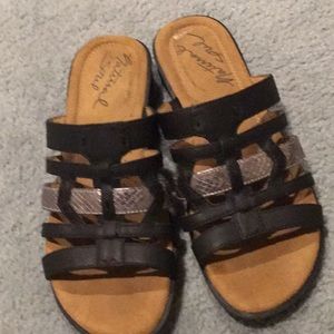 Black sandals with silver